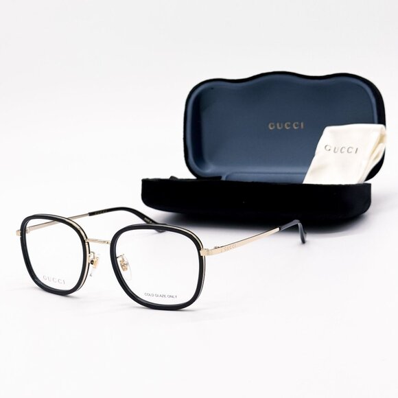 NEW GG0955OA 001 GUCCI BLACK GOLD ROUND UNISEX EYEGLASSES GUCCI - Picture 2 of 12